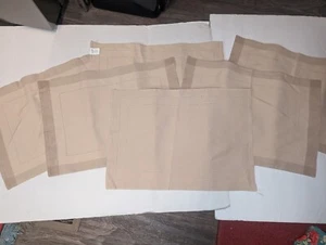 Pier One Hemstitch Placemats,2 Tone & Solid ,Sand 19" X13.5" Nice - Picture 1 of 7