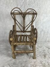 Wooden Wicker Doll Chair  11” Tall  7” Wide 5.5” Deep