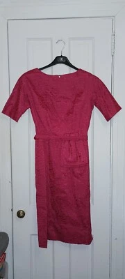 MCM Talla 14 Magenta ROSA DE COLECCIÓN AÑOS 60 FUCSIA VESTIDO VAINA AJUSTADO Jaclyn Kennedy C4 Foto 1 de 4