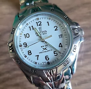 Nos Festina 37 mm Mecaquartz WR100 Working See Description - Picture 1 of 13