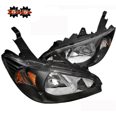 For 04-05 Honda Civic EM ES JDM Black Housing Headlights Amber 2/4 Coupe Sedan - Image 1 of 3