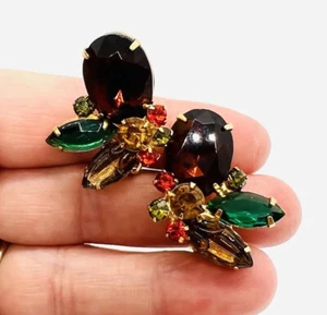 JULIANA Delizza & Elster Topas Strass geformtes Glas Ohrringe Vintage Schmuck - Bild 1 von 7