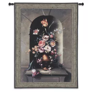 39x53 FLOWERS OF ANTIQUITY I Still Life Floral Botanical Tapestry Wall Hanging - Picture 1 of 1
