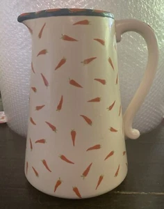 Blue Sky Authentic Stoneware Pitcher W/Carrots Motif - Picture 1 of 8