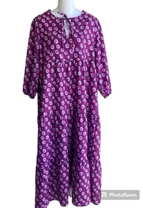 Maxi Prairie Kleid Rosenknospen 3/4 Ärmel dunkelfuchsia Damen Medium neu Markenlos - Bild 1 von 4