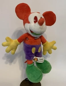Disney Parks World Neon Red Purple Colorful Mickey Mouse 7” Plush Toy w/ Tags - Picture 1 of 6