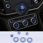 6Pcs Blue Ac+Cd Knob Switch Ring Cover Trim For Volkswagen Vw Tiguan 2017-2019