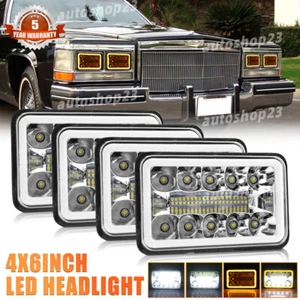 4PCS 4x6'' LED Headlights Hi-Lo Beam Halo DRL H4 Fit Brougham Calais 1975-1989 - Picture 1 of 15