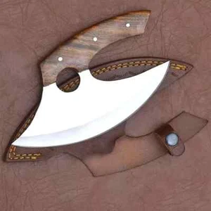 ulu Knife Hand-Forged Stainless Steel 8 Inches Sharp Blade wood Handle Multitask - Picture 1 of 7