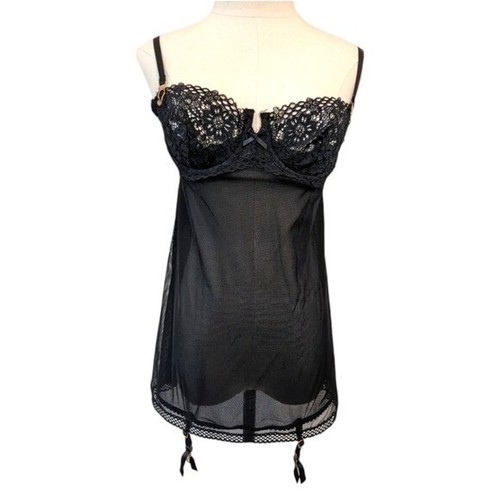 UNDERCOVER Abito slip lingerie nero trasparente Y2K Victoria's Secret strega capriccioso
