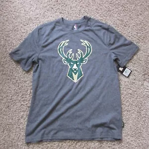 NWT NBA Milwaukee Bucks Medium Men's Gray T-Shirt Crew Neck S/S - Picture 1 of 2