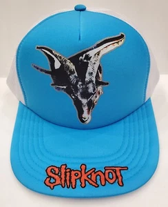 Metal Head Black Death Gothic Thrash Colors Goat Neon Blue Trucker Adjust - Picture 1 of 2