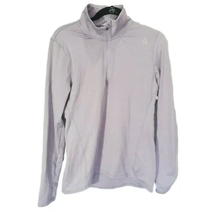 Reebok Pullover L Womens Purple Long Sleeve Thumbholes Collared 1/4 Zip Sweater - Picture 1 of 5