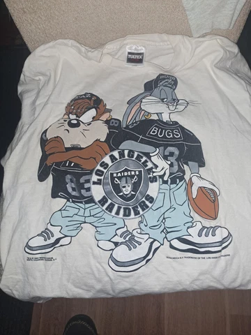 1990’s Los Angeles Raiders Sweater With Bugs Bunny And Taz Cover