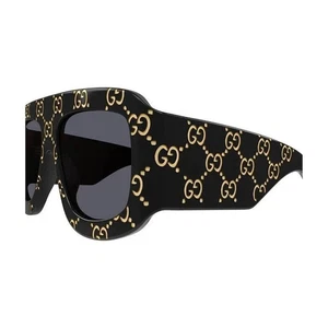 Gafas de sol Gucci GG0983S 004 grises lentes negras de gran tamaño con estuche de terciopelo - Imagen 1 de 4