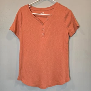 Camisa Duluth Fabricantes Estudio Algodón Acanalado Henley Manga Corta Cuello en V Mujer Mediana - Imagen 1 de 7