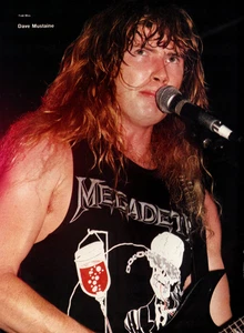 vtg 1980's DAVE MUSTAINE MAGAZINE PINUP PAGE Megadeth Thrash Metal Band Print Ad - Imagen 1 de 1