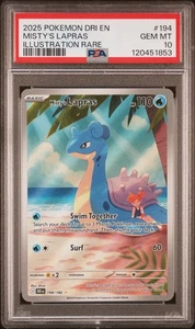 2025 POKEMON DRI EN-DESTINED RIVALS ILLUSTRATION RARE #194 MISTY'S LAPRAS PSA 10 - Picture 1 of 2