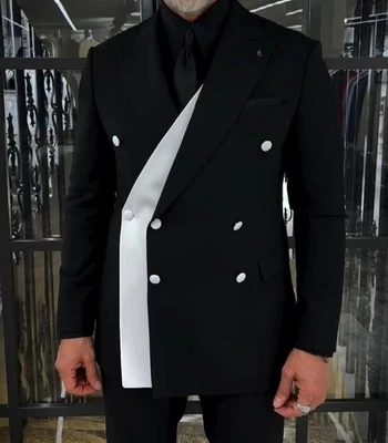 Trajes de hombre de negocios calce ajustado formal pico solapa novio graduación doble pecho personalizados Foto 1 de 4