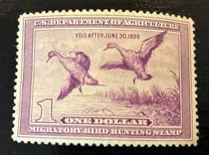 US #RW5 1938 $1 lt. violet “Pintails” Fed. Duck Stamp MH/VF, $425 SCV - Picture 1 of 2