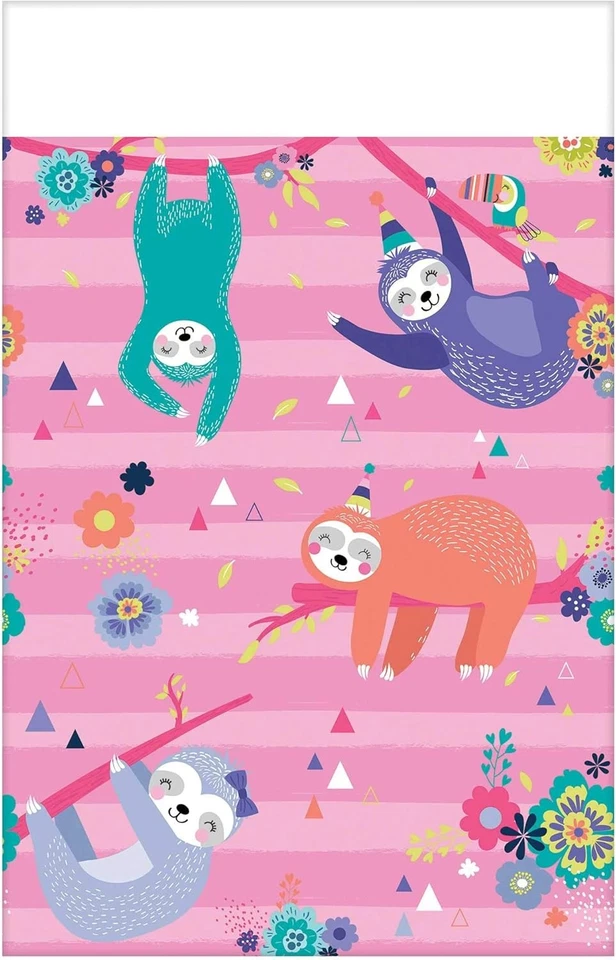 Sloth Animal Jungle Cute Kids Birthday Party Decoration Paper Tablecover Foto 1 de 1