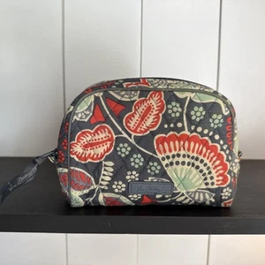 Vera Bradley Nomadic Floral Cosmetic Bag Gray Orange Turquoise Vinyl Liner Zip - Picture 1 of 10