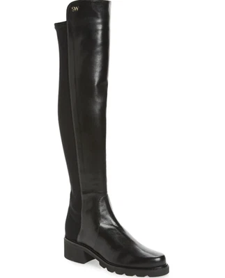 NEW! STUART WEITZMAN 5050 ALINA CITY OVER THE KNEE LEATHER BOOTS BLACK SIZE 6.5 - Image 1 of 4