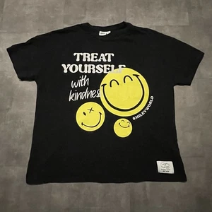 T-shirt donna nera con stampa grafica Smiley World taglia large - Foto 1 di 9