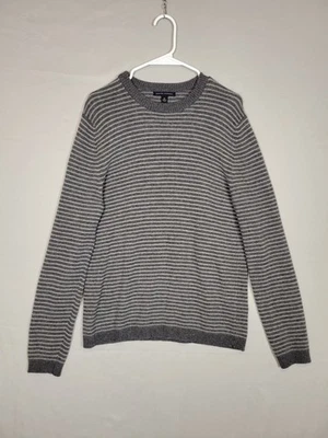 Suéter Banana Republic Gris Rayas Mujer Lana Mediana Angora Cachemira Lujo Foto 1 de 4