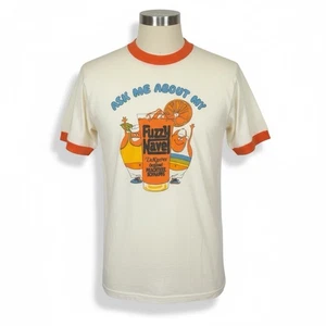 Vintage 1980s DeKuyper Fuzzy Navel "Ask Me About My" Ringer T-Shirt Fuzzy Navel - Bild 1 von 7