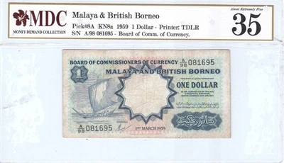 Mazuma GN939 MDC Malaya & British Borneo 1959 $1 A/98 081695 AEF35 - Image 1 of 2