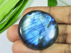 37X37MM Blue Labradorite Round Shape Cabochon Loose Natural Gemstone 90Cts. - Picture 1 of 9