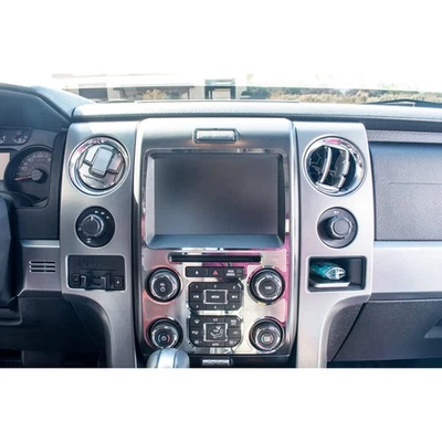 Acabamento de painel central de aço inoxidável polido/escovado para 2010-14 Ford F-150 Raptor - Imagem 1 de 4