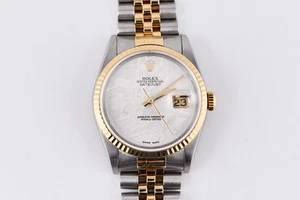 Rolex Datejust 16233 Yellow Gold Fluted Bezel Custom Meteorite Dial 36mm - Picture 1 of 11