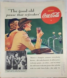 1938 Coca Cola Bebida Soda Vintage Anuncio la buena vieja pausa que refresca - Imagen 1 de 1
