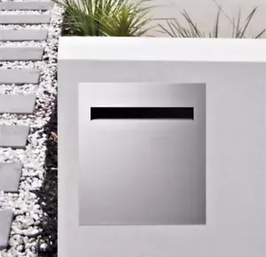 Sandleford Vista A4 Rear Open Brick Insert Letterbox - SSteel Front / Black Back - Picture 1 of 6