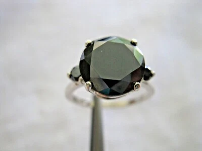 3.37ct REAL 3-DIAMONDS BLACK DIAMOND RING,CERTIFICATE,FREE DIAMOND TESTER,SIZE 9 - Image 1 of 4