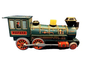 Vintage Western Locomotive Tin Litho Train Battery Operated by Modern Toys JAPAN - Picture 1 of 11