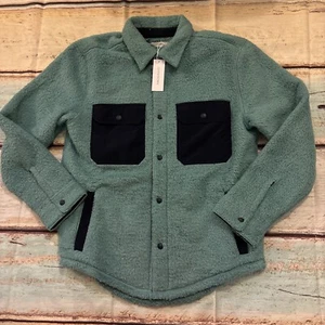 New Outerknown Skyline Fleece Sherpa Shirt Jacket Mens Small Turquoise Teal $178 - Picture 1 of 12