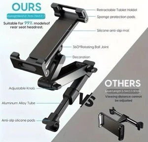 Universal 360° Car Seat Back Headrest Mount Holder for Apple iPad Phone Tablet - Picture 1 of 13