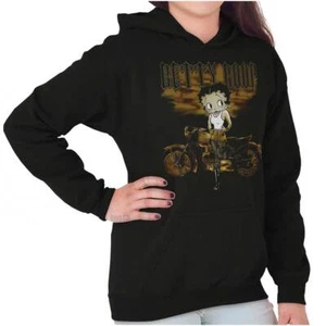 Betty Boop Retro Vintage Cartoon Biker Chick Youth Girls Hoodie Sweatshirts Kids - Picture 1 of 7