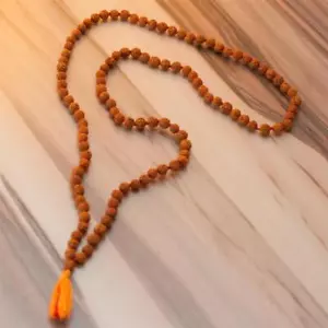 Rudraksha Mala Kette ca 108 cm Gebetskette Energiekette Mantra aus 5 Mukhi Samen - Bild 1 von 5