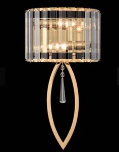 CLAXY Mid Century Wall Sconces 2-Light Elegant Brass Wall Light with Crystal Bar - Picture 1 of 4