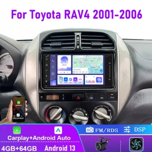 4+64GB Apple Carplay Android 13 Head Unit Car Radio FM For Toyota RAV4 2001-2006 - Picture 1 of 16