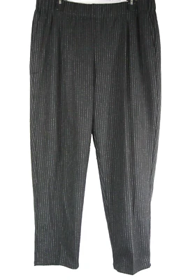 NEW EILEEN FISHER Wool Striped Tapered Ankle Pants in Black - Size L #P1956 - Image 1 of 4