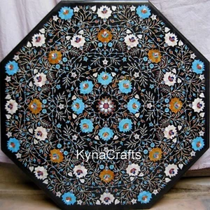 36 Inches Octagon Marble Dining Table Top Floral Design Inlay Work Center Table - Picture 1 of 5