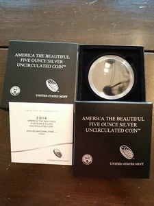 2014 P Arches 5oz Silver US Mint Box Coa & Capsule ( NO COINS ) - Picture 1 of 2
