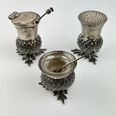 Antiguo juego de galletas de plata maciza novedad diseño de cardo Fenton Brothers Ltd 1927 Foto 1 de 4