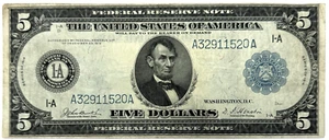 1914 $5 Federal Reserve Note Fr# 846 - Picture 1 of 2