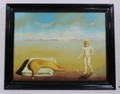 INCREÍBLE SALVADOR DALÍ ÓLEO SOBRE LIENZO 1959 CON MARCO EN HOJA DE ORO MUY BONITO Foto 1 de 4